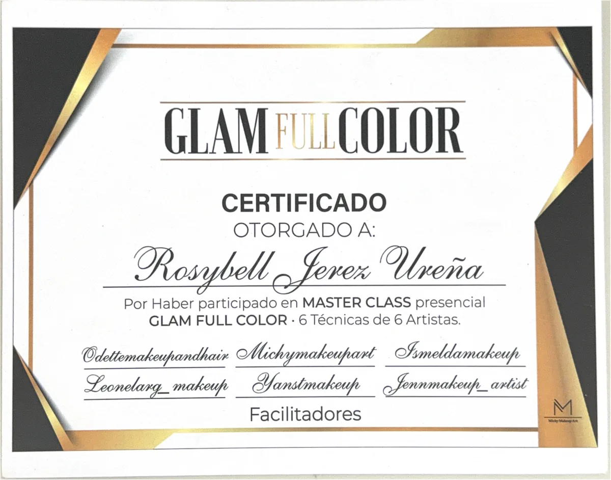 Vista previa de Master Class presencial Glam Full Color, documento emitido por Glam Full Color