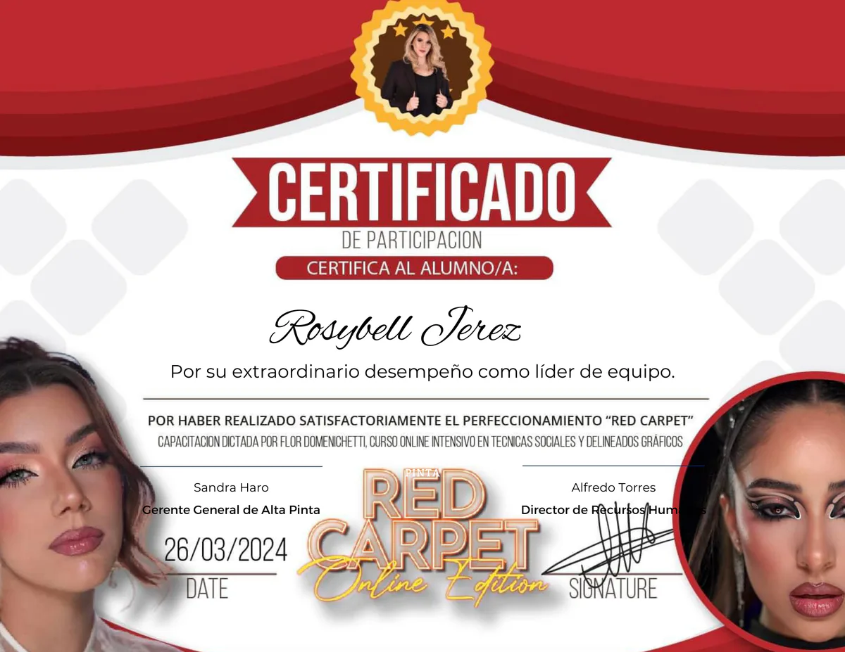 Vista previa de Perfeccionamiento “Red Carpet”, documento emitido por Flor Domenichetti · Pinta Red Carpet